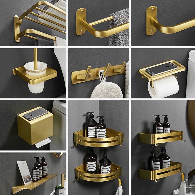 Toilet Accessories Organizer Gold Bathroom Towel Rack Tissue Holder Toilet Organizer Rack Set Gold Bathroom Fixtures