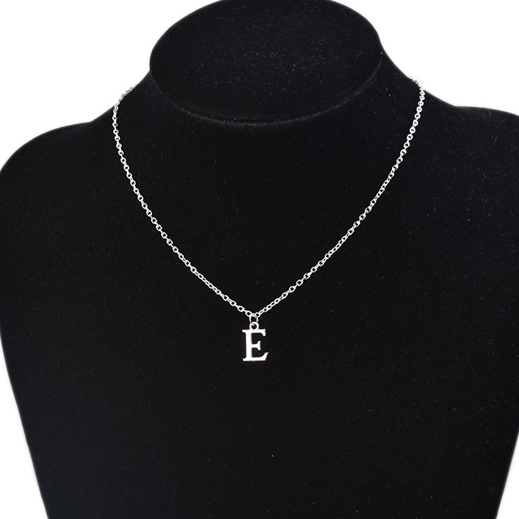 Silver Plated Initial Letter Pendant Necklace For Women Girls A-Z Alphabet  Jewelry