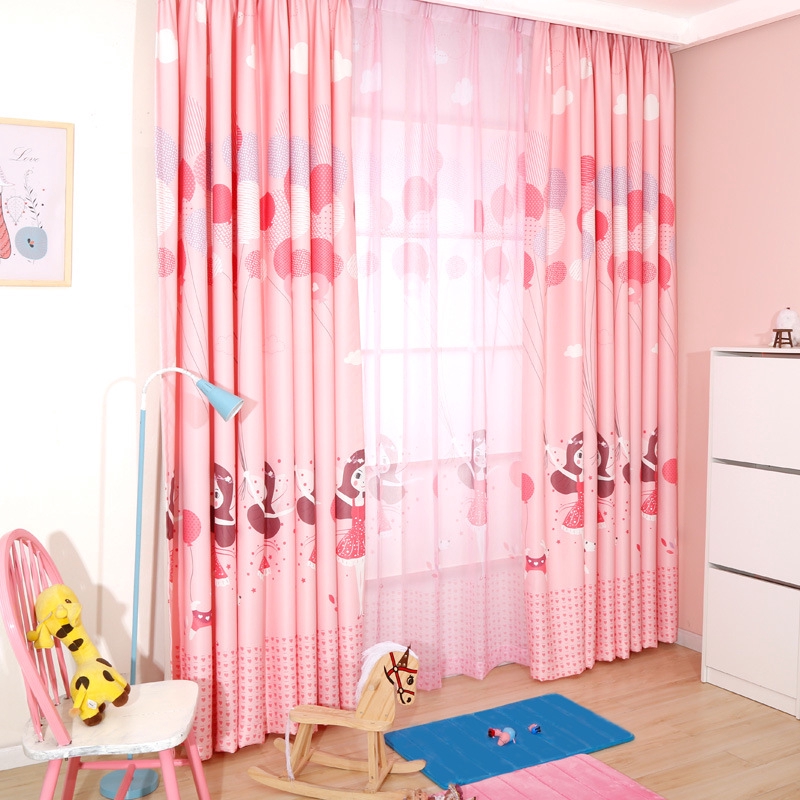Princess Cartoon Pink Custom Baby Curtains For Living Dining Room