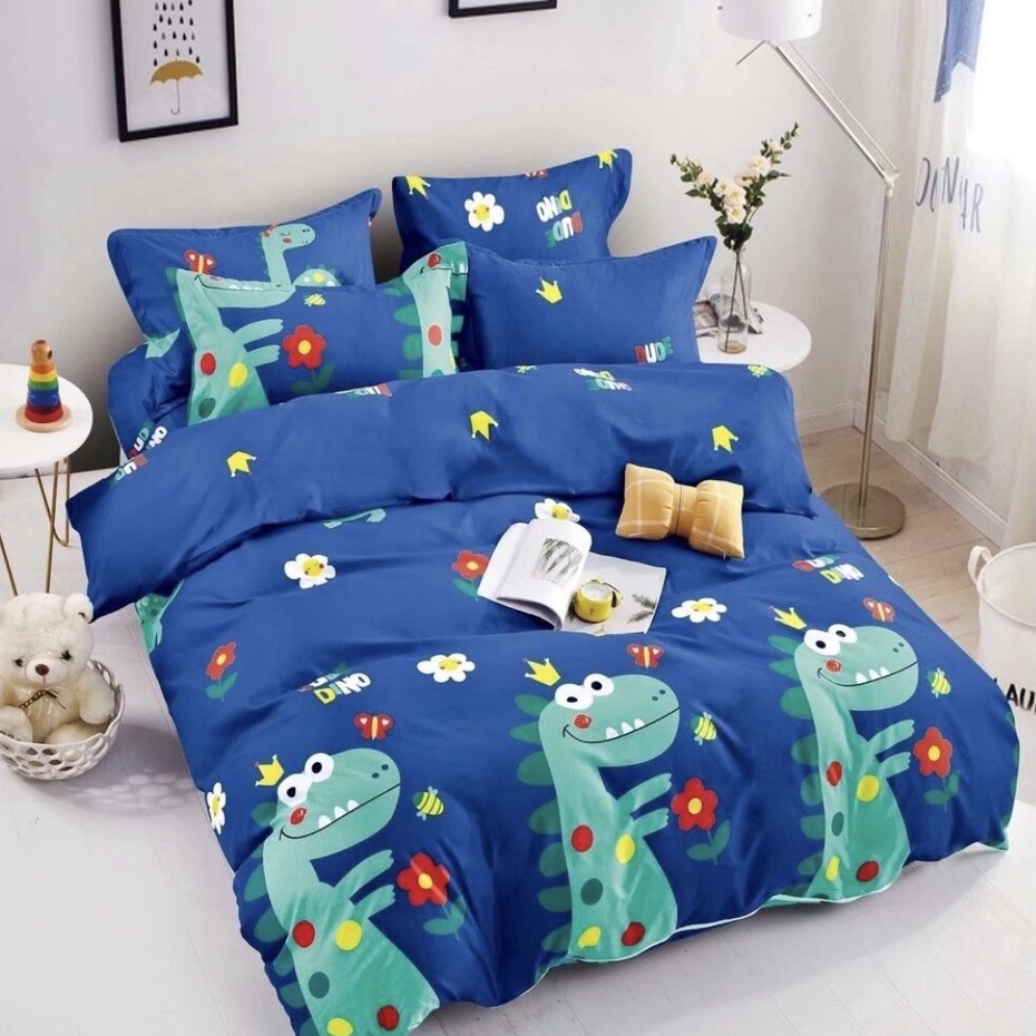 Cadar Kartun Bedsheet Cartoon 7in1 Queen King Dinosaur Cat Unicorn Anime Branded With Comforter Set