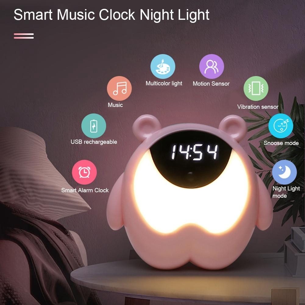 New Bedside Wake Up Alarm Clock Night Light Cute Bear ...