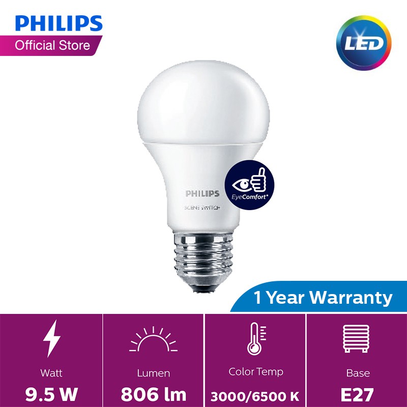 Vervreemding bijvoeglijk naamwoord bovenste Philips E27 Scene Switch Colour Change LED Bulb (9.5-60W 3000/6500K) |  Shopee Malaysia