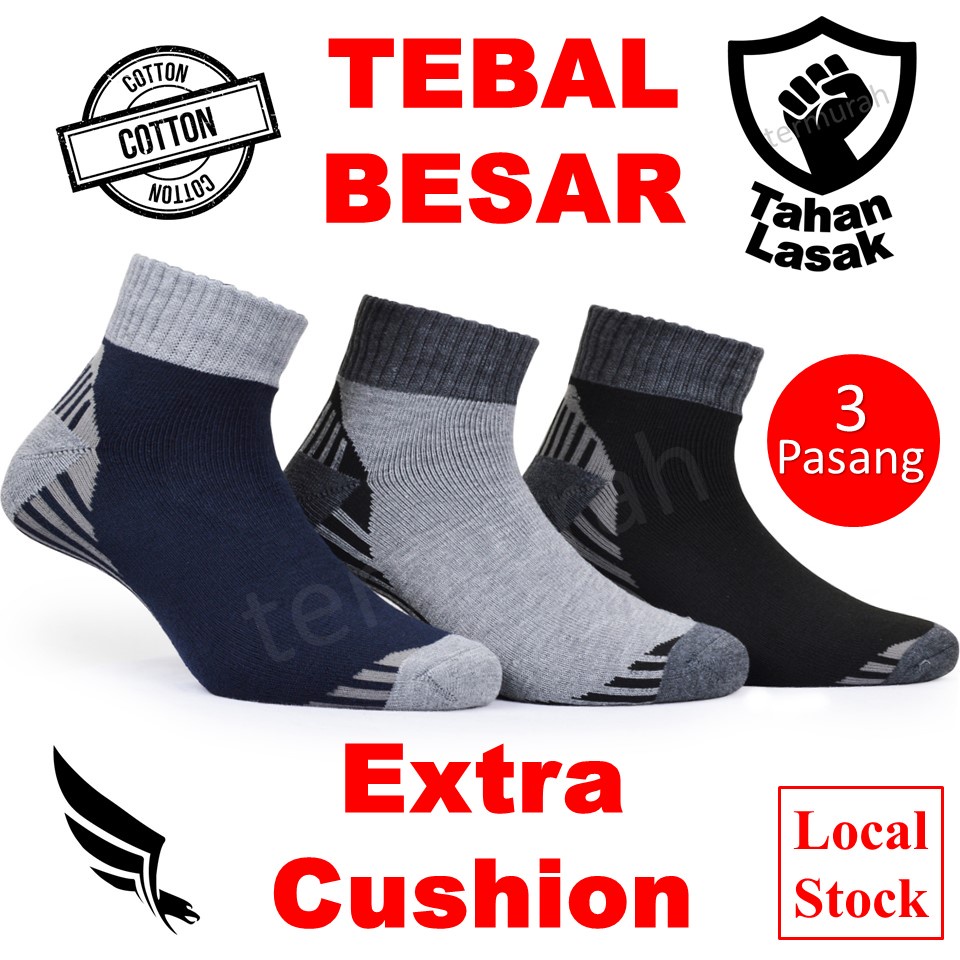 stoking stokin lelaki kerja tebal lebar besar cotton tahan lasak thick working work socks men stockin kasut safety boots