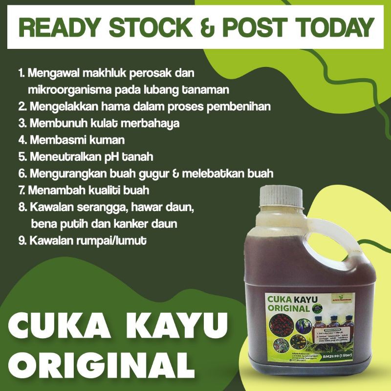Ready Stock Cuka Kayu Asli 1 Liter
