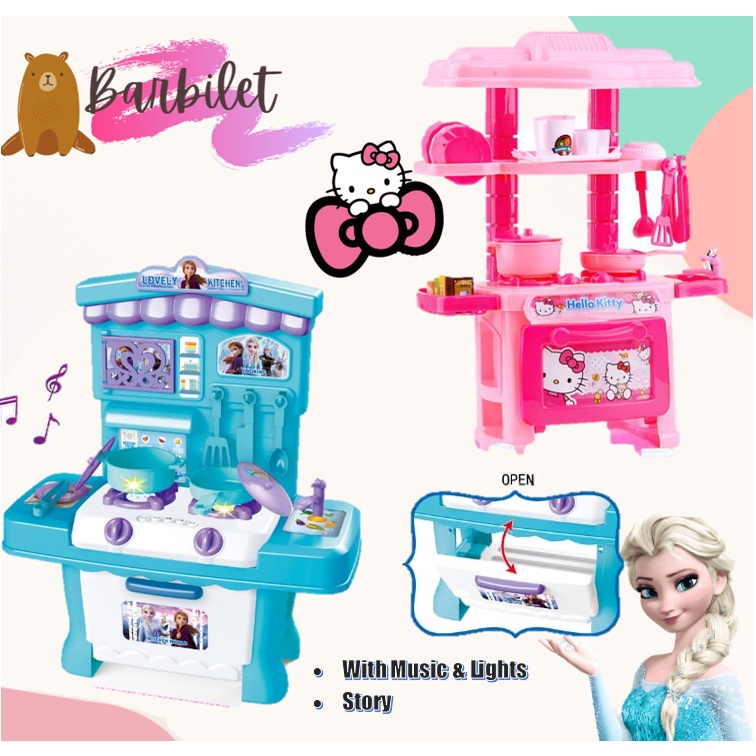 Frozen Hello kitty Kitchen Cooking SetMainan Dapur Masak Masak Kanak