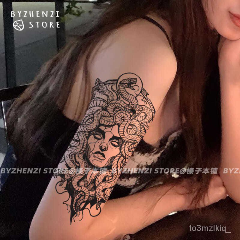 tattoo sticker waterproof Flower Arm Medusa Snake Flower Leg Men's and  Women's Herbal Juice Tattoo Sticker Semi-Permanen | Shopee Malaysia