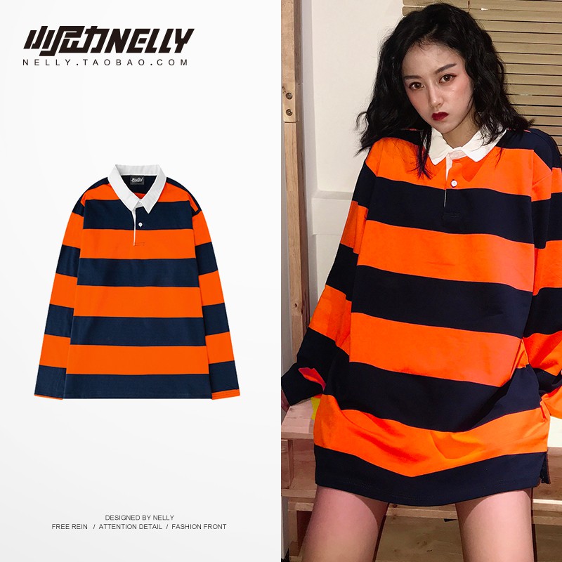 long sleeve striped polo shirts