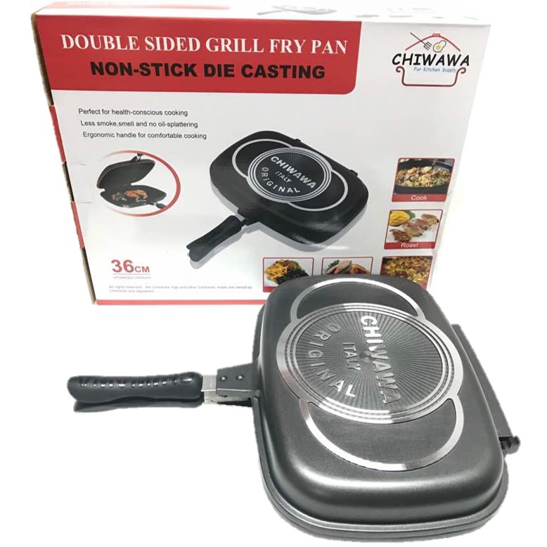 【ORIGINAL】 CHIWAWA ITALY Non Stick Double Sided Grill Pan ...