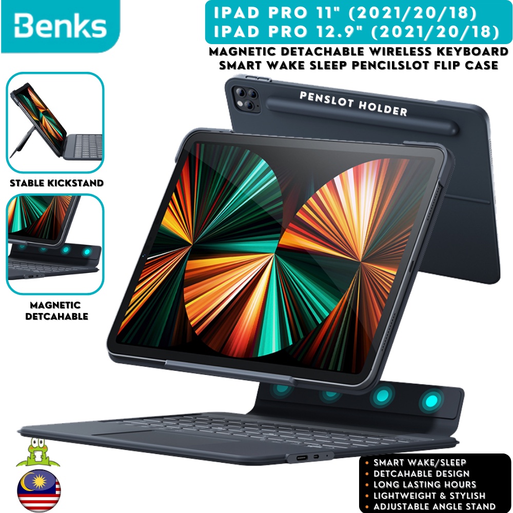 BENKS URBAN DETACHABLE Wireless Keyboard Case For iPad Pro 11 12.9 Slim Lightweight