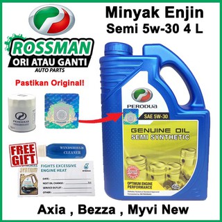 Perodua 5W30 Semi Synthetic Engine Oil (4L) 5W-30 (With 