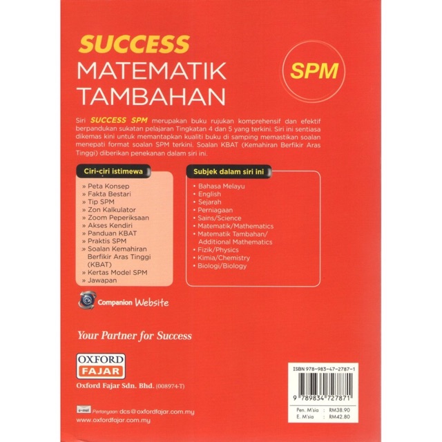 Ready Stock Oxfordfajar Success Matematik Tambahan Tingkatan 4 5 Shopee Malaysia