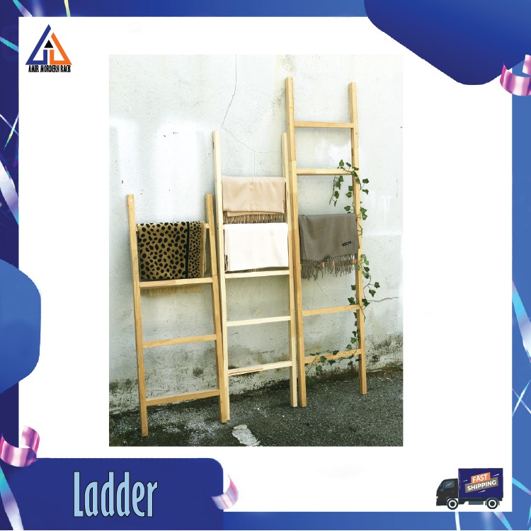 (FAST DELIVERY) READY STOCK LADDER Decorative Ladder wood rustic home Decor towel ladder