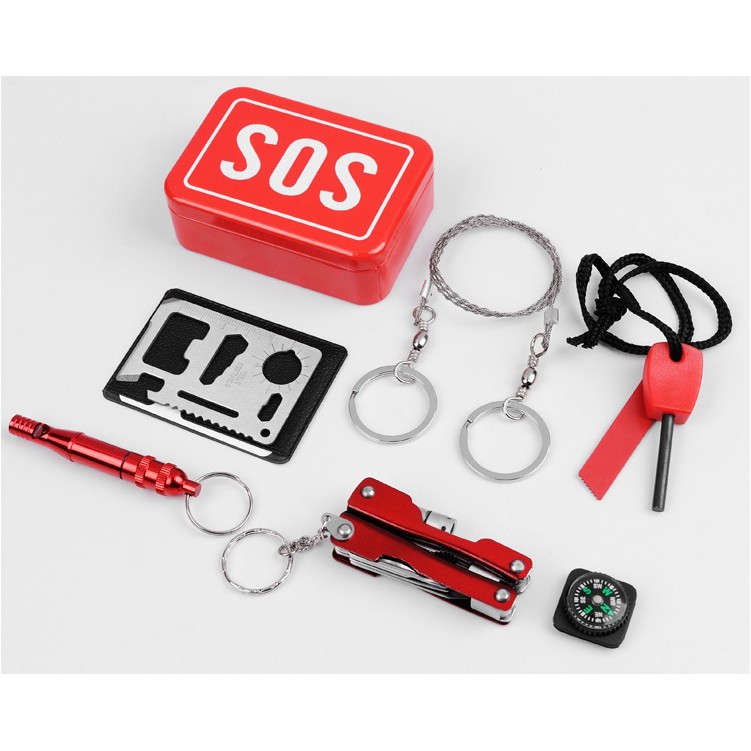 SOS Kit Self Help Outdoor Sport Camping Hiking Survival Emergency Gear Tools Box