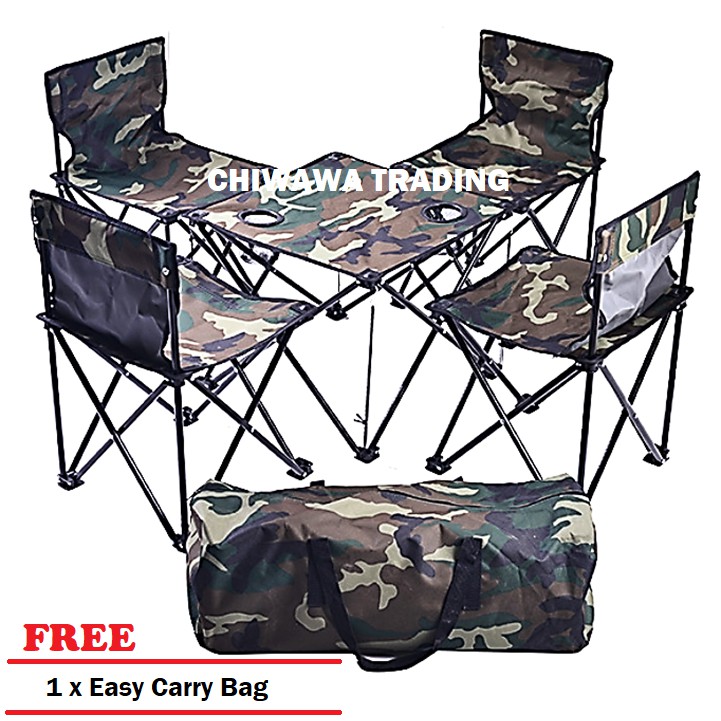 Free Gift 1 X Easy Carry Bag 4 Chair Foldable Picnic Table Easy Carry Camping Table