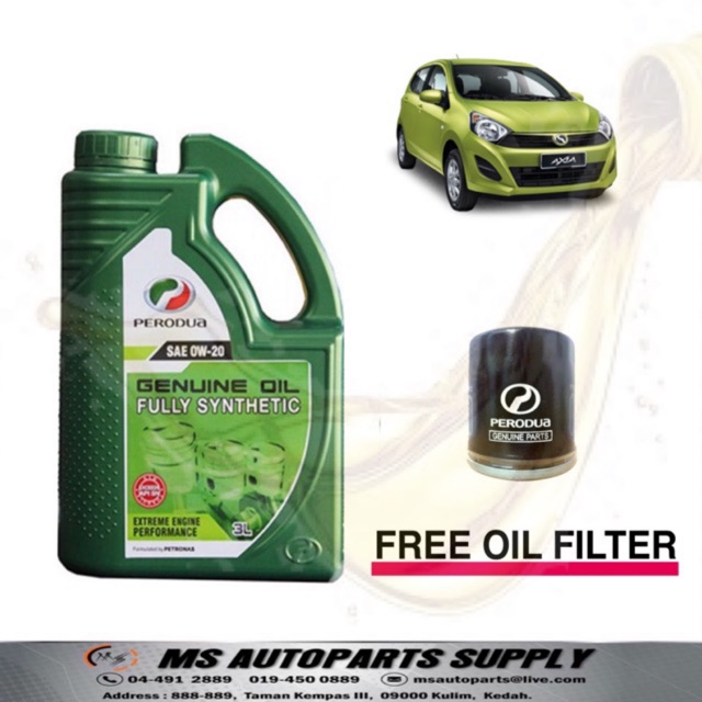 Perodua Fully Synthetic Engine Oil 0W-20 3L - Perodua Axia 