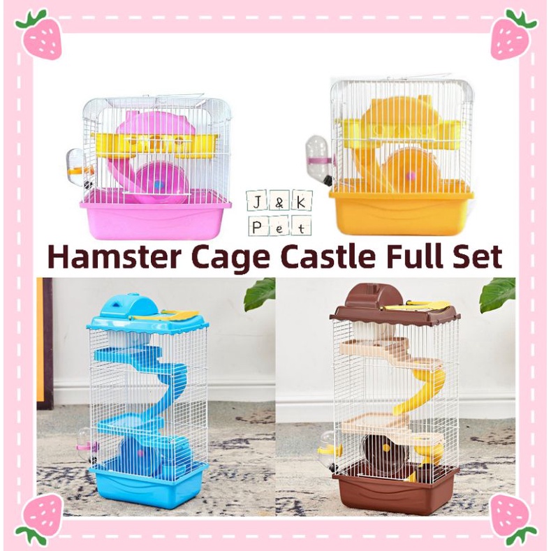 【Ready Stock】Hamster Cage Castle 2 or 3-Tier Sangkar Hamster Portable Travel Cage for Small Animals