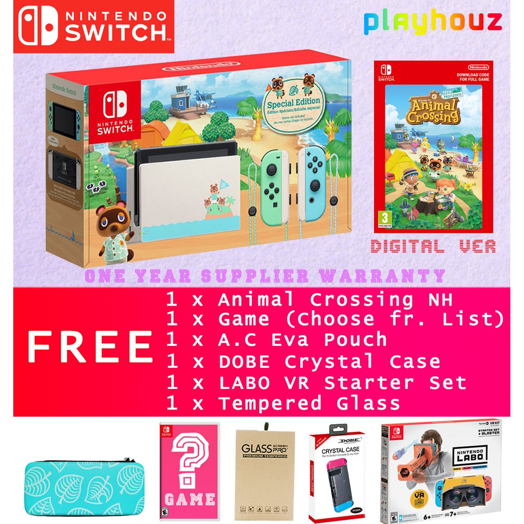 Nintendo Switch V2 Animal Crossing Limited Edition Console Games Labo Pouch Tempered Glass Drawstring Pouch Shopee Malaysia