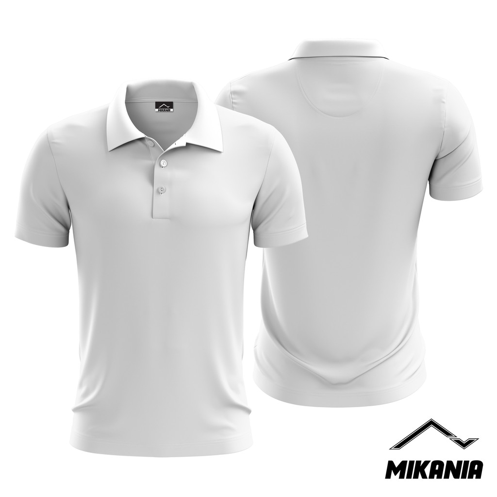 White Polo Microfiber Plain Jersey Collar Tshirt Jersi Tshirt