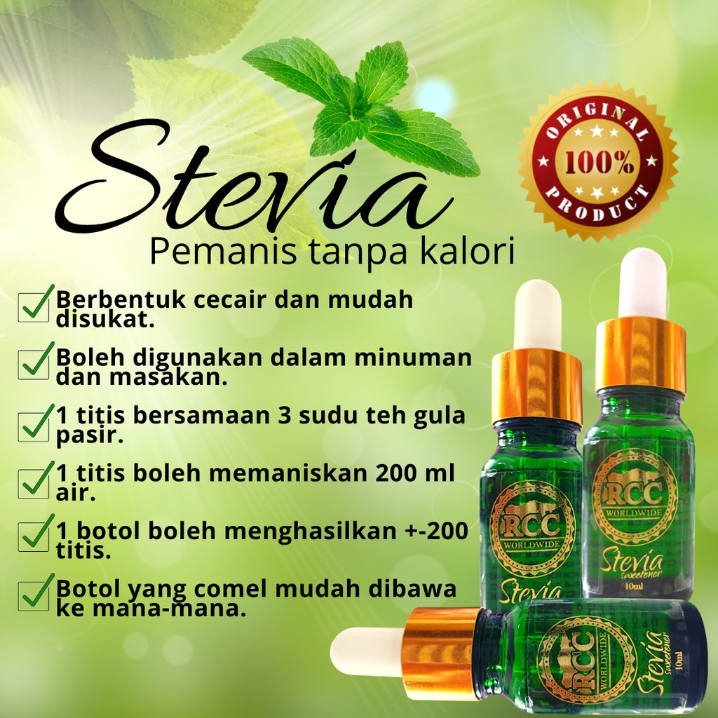 ORIGINAL RCC Stevia Sweetener / Pemanis 10ml (READY STOCK) Shopee