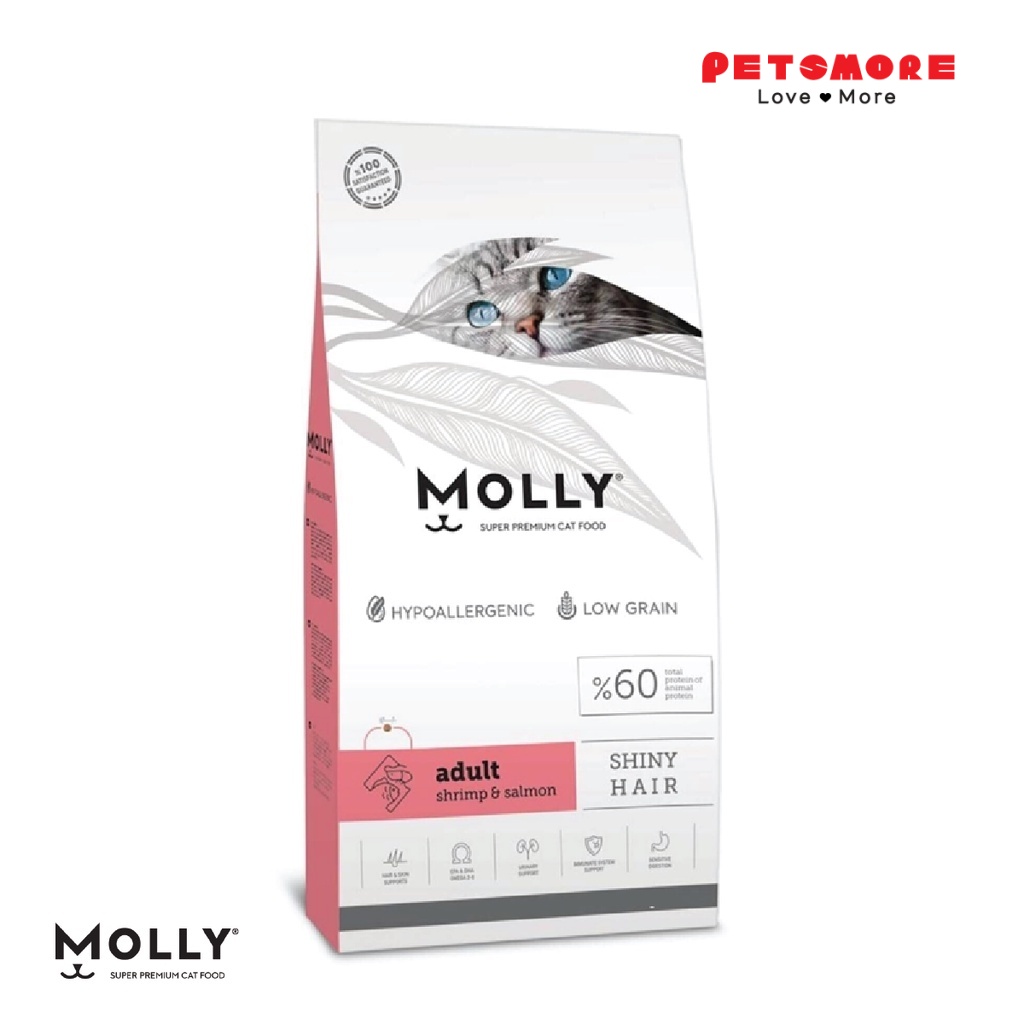 MOLLY Cat Adult Shiny Hair Shrimp & Salmon 15kg / Cat Food / Makanan