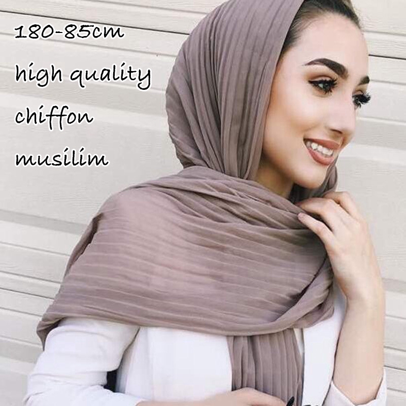 Wiki 20 Color Muslim Hijab Pearl Chiffon Headband Fold