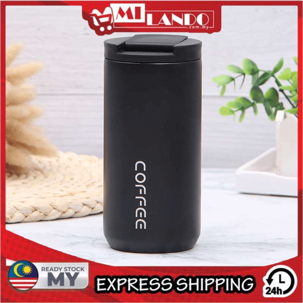 (350ml) MILANDO Stainless Steel 304 Coffee Mug Leakproof Thermos Mug Bottle Travel Portable Water Bottle (Type 19)