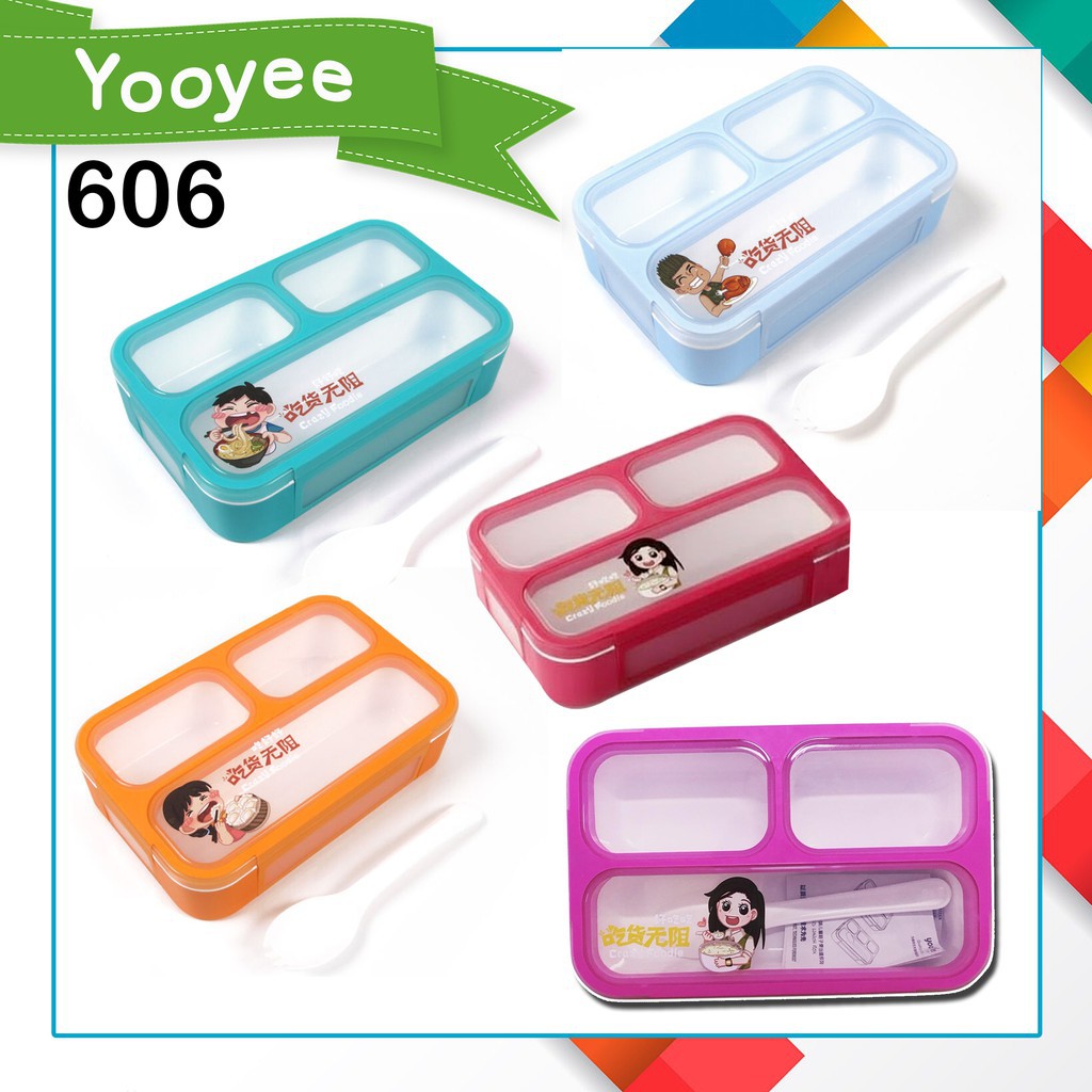Where To Eat / lunch box yooyee mini 3 Bulkhead grid lunch box anti