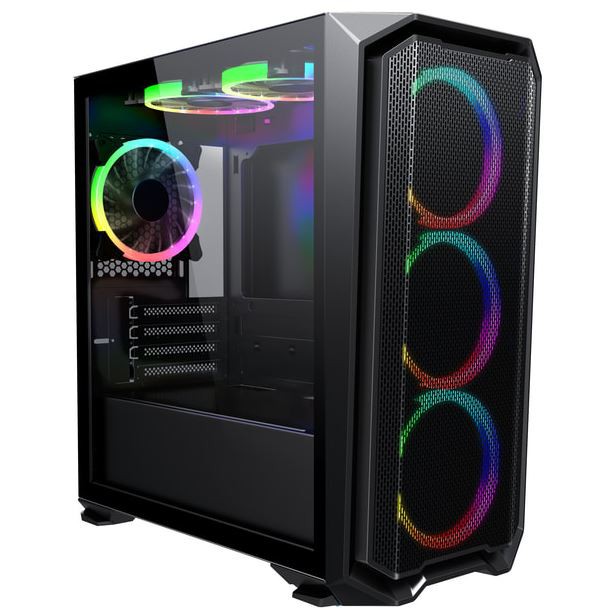 Invasion H1 MATX Tempered Glass (4x RGB fans included) Desktop Case ...