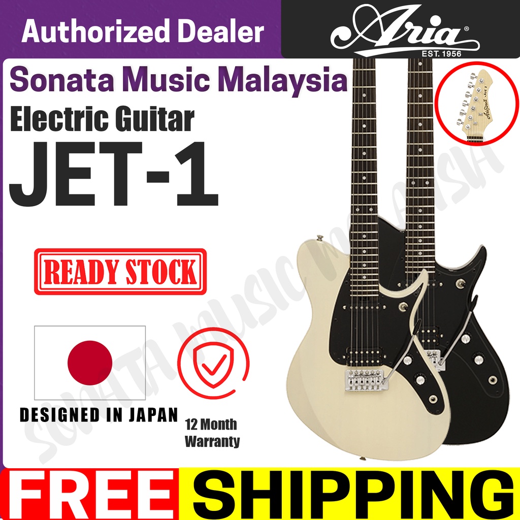 Aria Pro II JET1 Electric Guitar JET 1 Black/SeeThrough Vintage