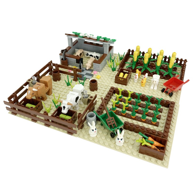 Moc Animal Farm Building Blocks ChickenRooster House Chicken Coop Egg City Chick Fitting Insert Toys