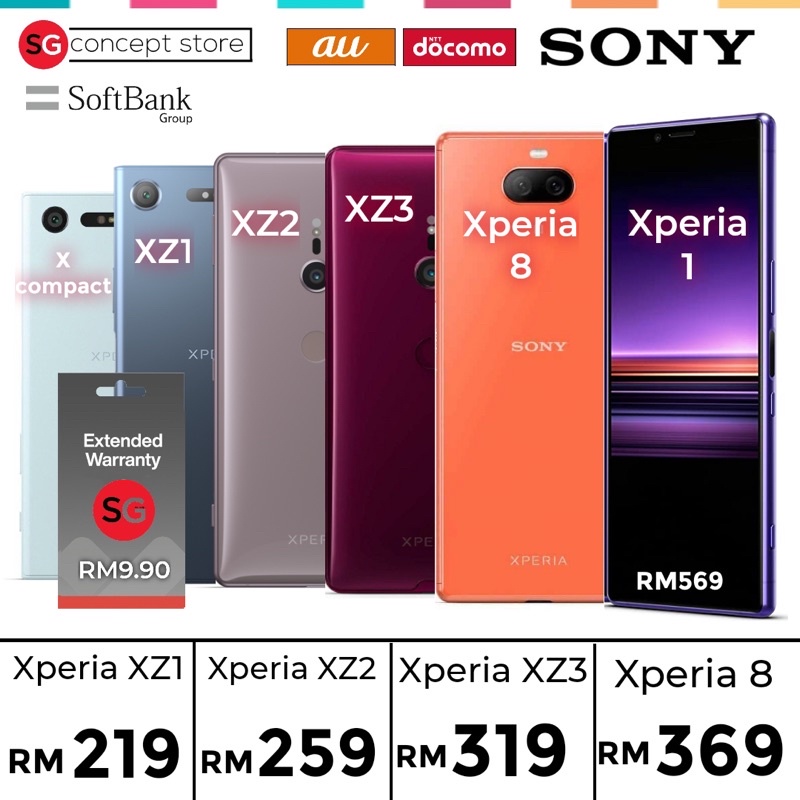 Sony Xperia 1 Xperia 8 X Compact Xz Xz1 Xz2 Xz3 Original Secondhand Original Japan Docomo Au Softbank Shopee Malaysia