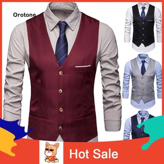 ㊥Or Plus Size Formal Men Solid Color Suit Vest Single Breasted Business Waistcoat-part 2
