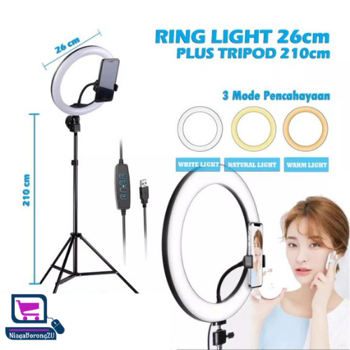 Ring Fill Light Selfie Lamp Light 3 Colors Bright Adjustable TikTok Bigo Live Stream Video 26cm Light Lamp with Tripod