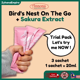 TRIAL 3 Sachet Brightening Annona Bird Nest On The Go Supplement Bird Nest Drink Halal Health Beauty Sarang Burung Walit