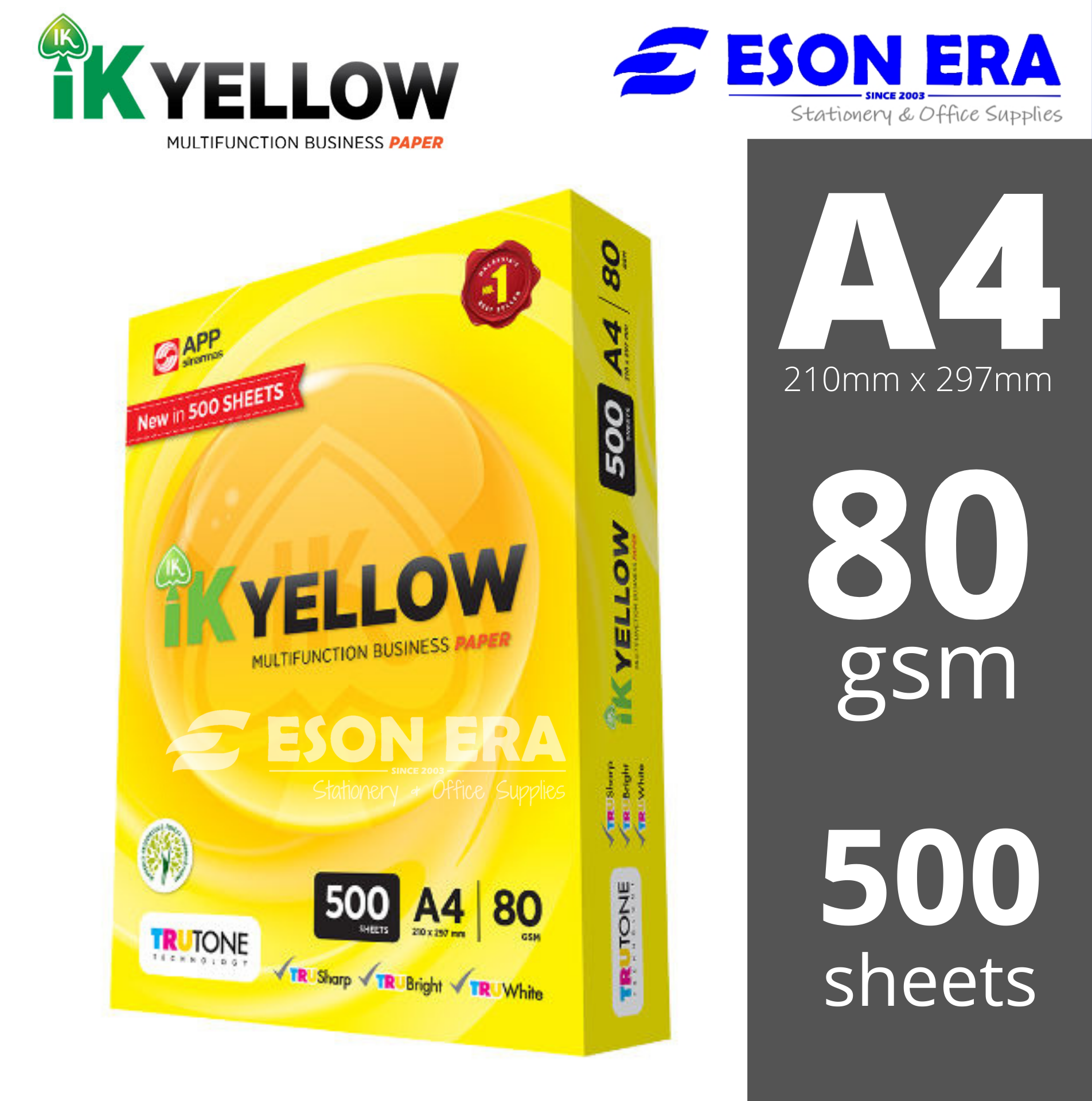 [1ream] IK Yellow A4 Paper 80gsm 500sheets | Shopee Malaysia