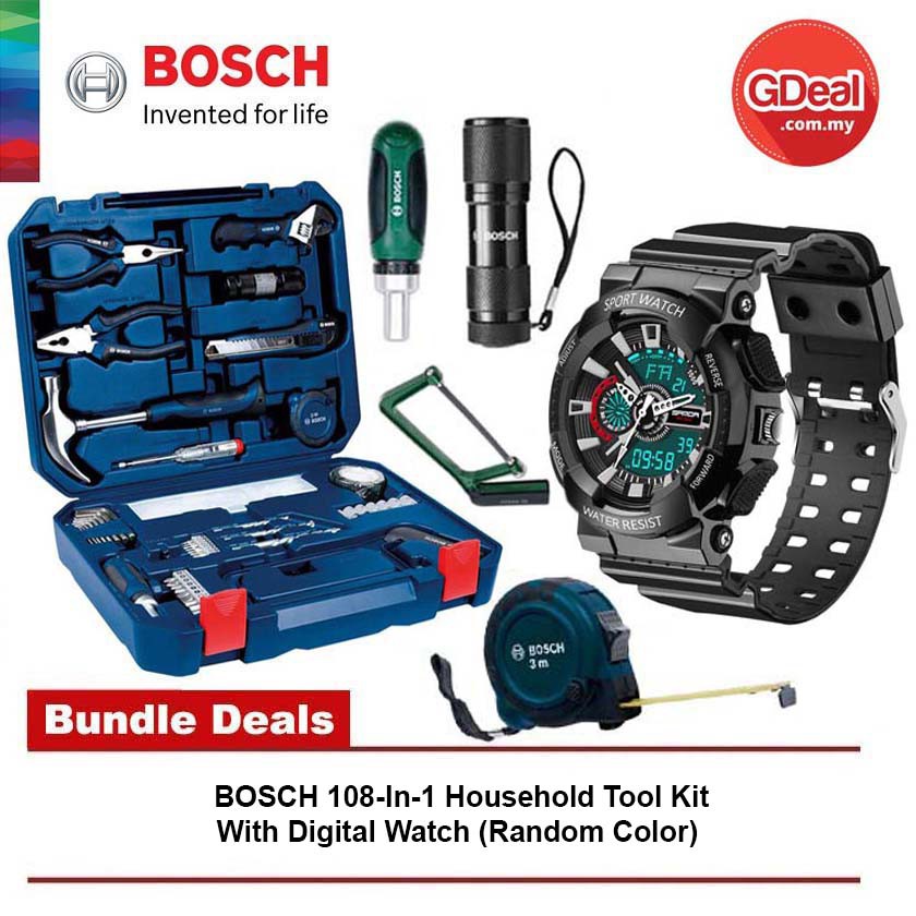 Bosch 108 In 1 Household Tool Kit Digital Watch Random Color