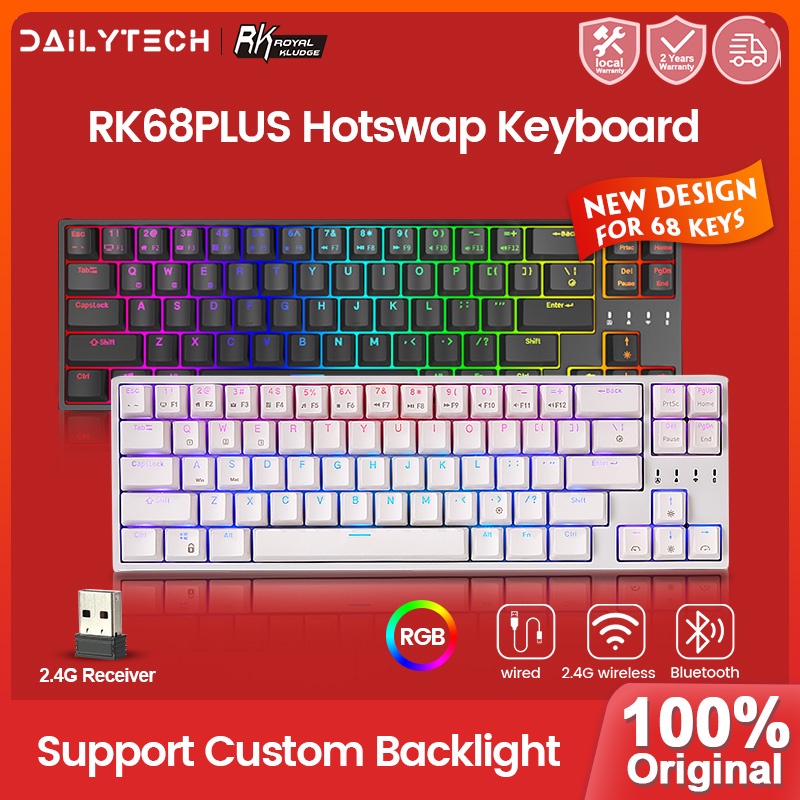 💥Ready Stock💥 RK68PLUS Hotswap Wireless Bluetooth 68 Keys RGB Backlight