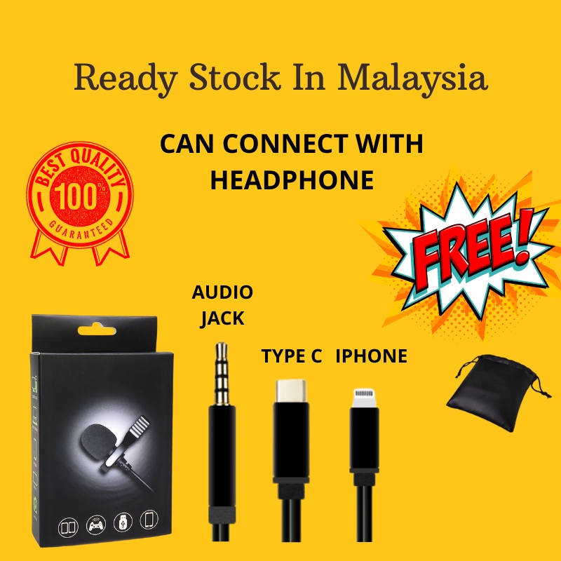 1.5M ( Type C / Iphone / Audio Jack ) Mobile Microphone Lavalier Type