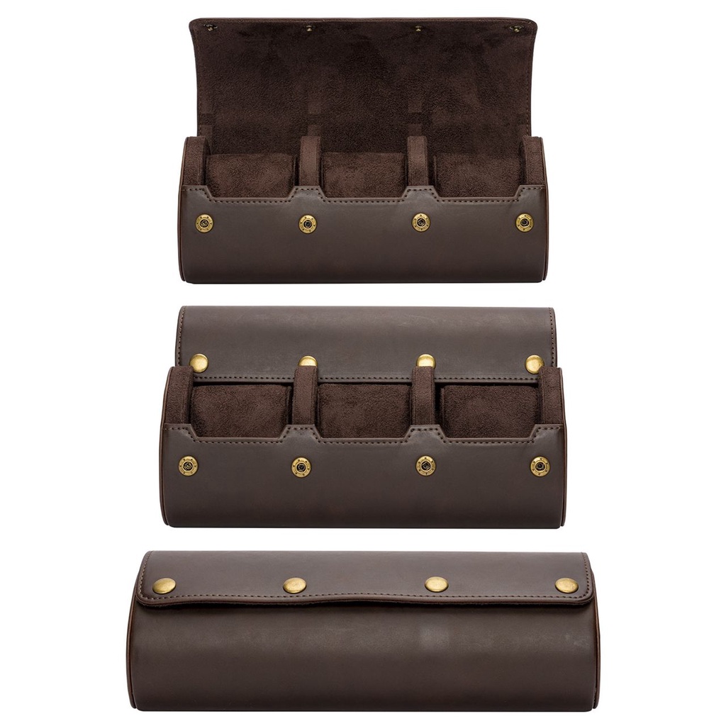 Roll & Rotate Genuine Cowhide Watch Roll Leather Watch Case Holder Watches Organizer Display Jewelry Bracelet Storage