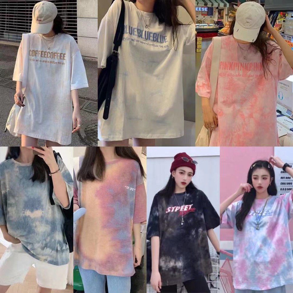 ?READY STOCK?【Plus Size】 summer  Korean version looseShort-sleeved tie-dye  ins tide  Men's and women's clothes