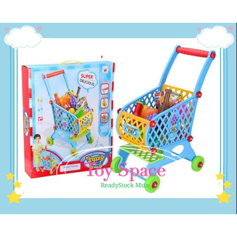 Supermarket Trolley Toys Shopping Cart Pretend Playset Shopee Malaysia