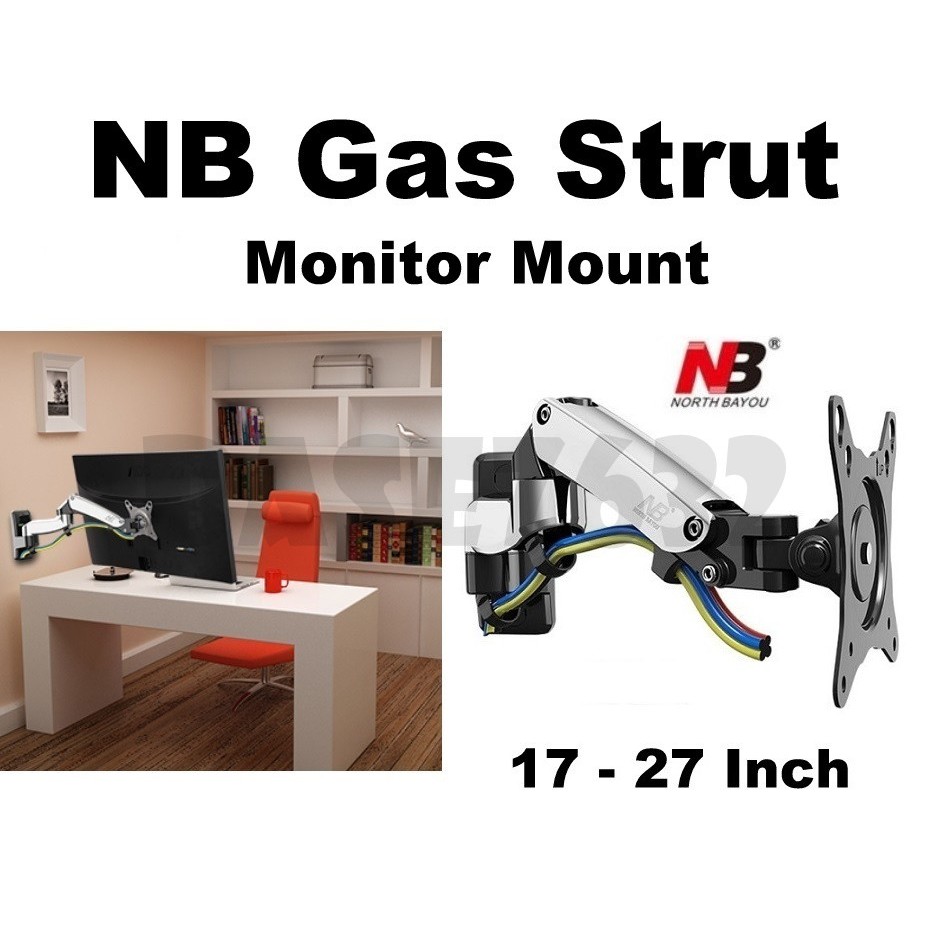North Bayou NB F150 17 to 27 Inch Gas Strut Monitor TV Wall Bracket