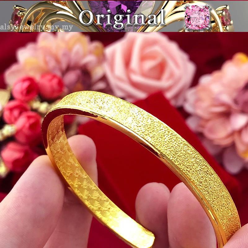 Yellow 916 gold jewelry 916 gold opening bracelet female new wedding thickening 916 gold retro matte will not like