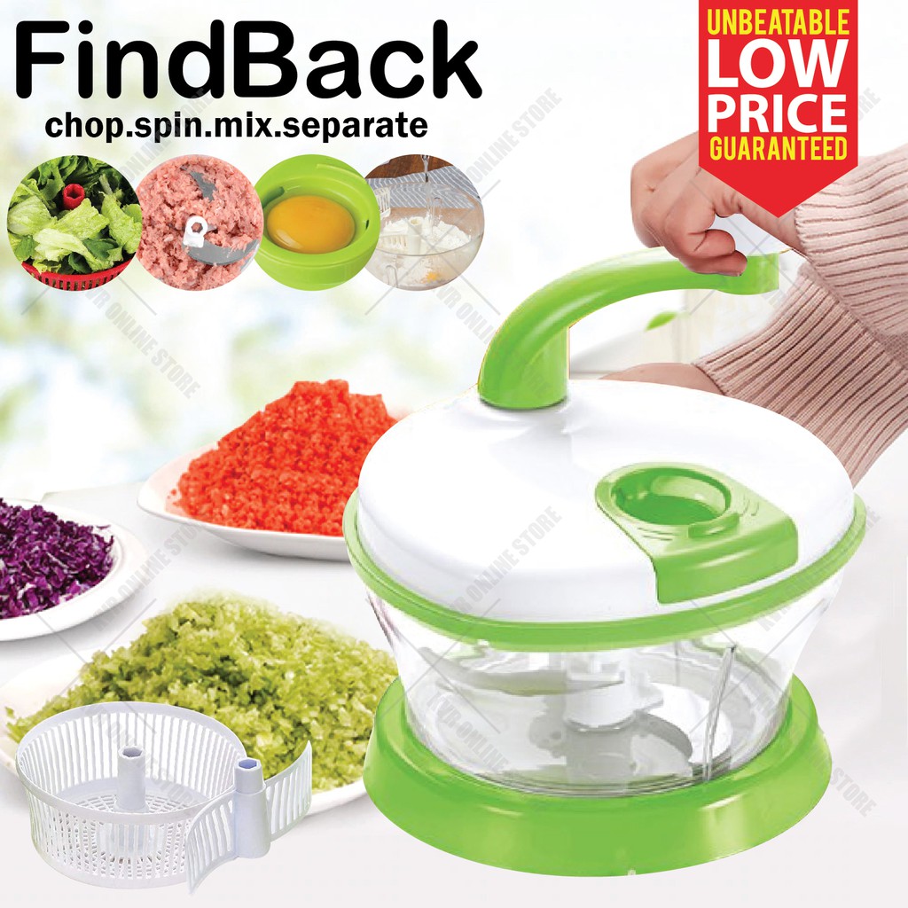 FindBack 4in1 Multifunction Hand Food Processor Chop Spin Mix Separate