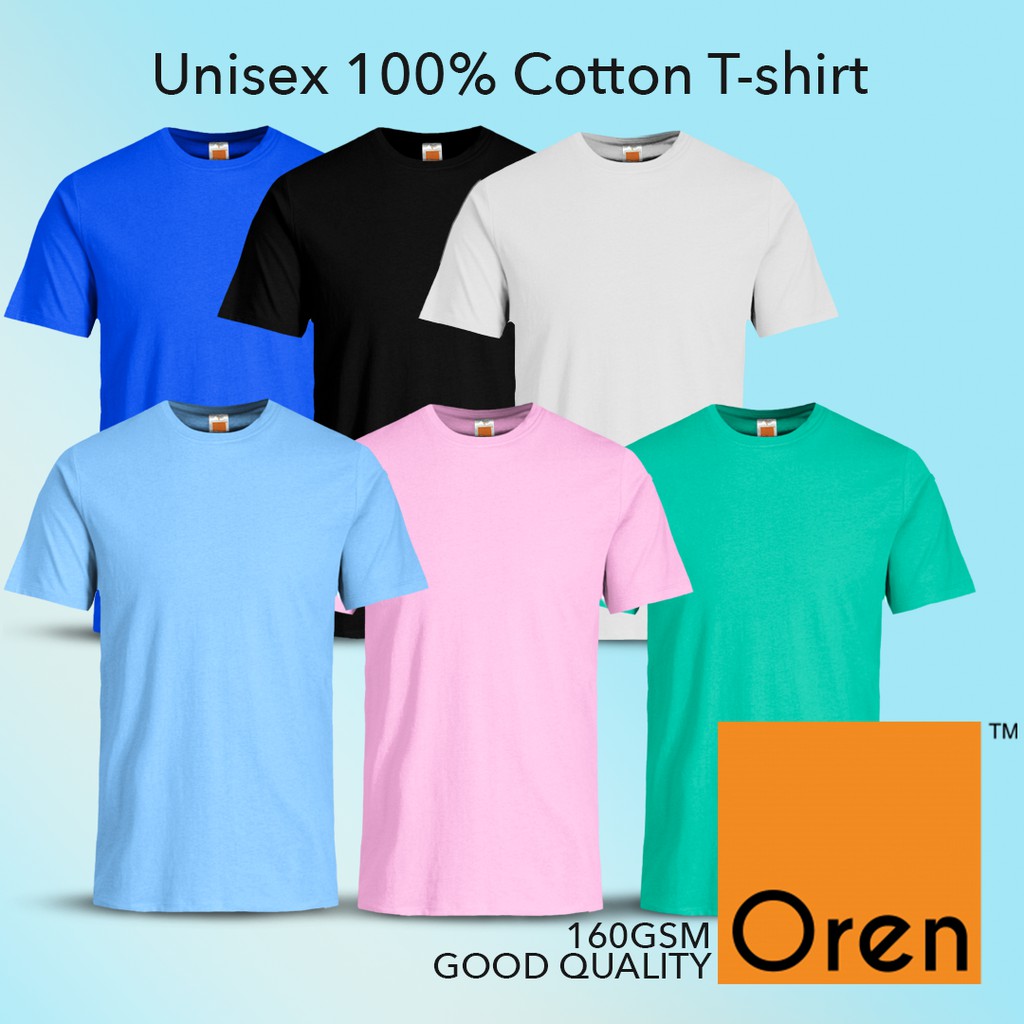 Ready Stock Oren Sport CT51 100 Cotton Round Neck Short Sleeve TShirt 6 Colors Shopee Malaysia