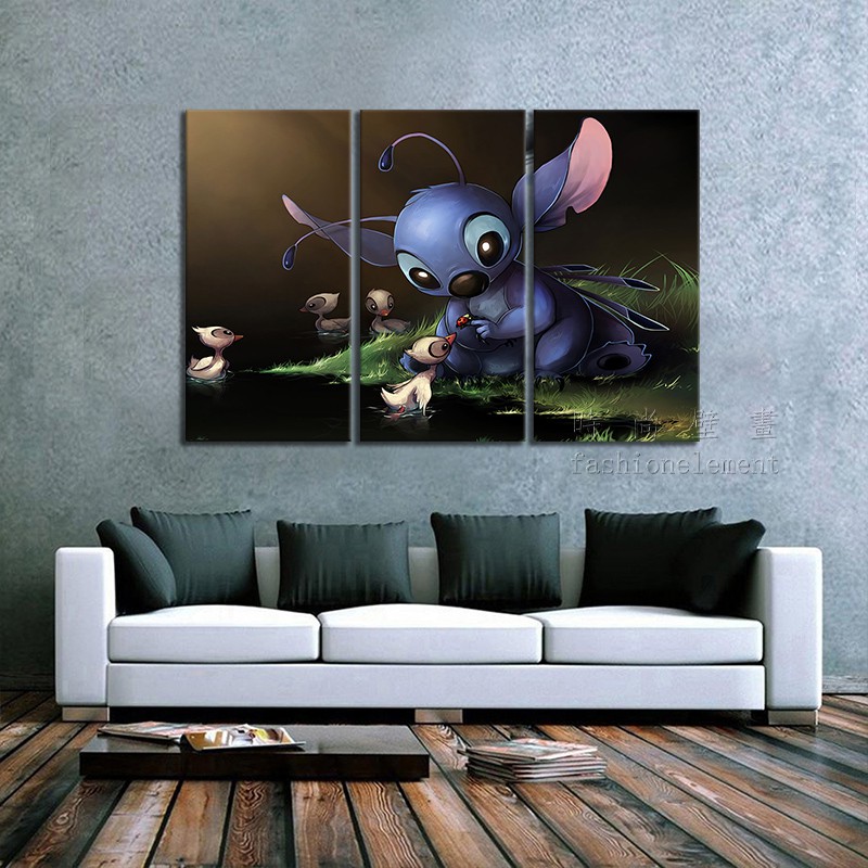 3 Pieces Lilo Stitch Wall Art Painting Home Decor Wall Sticker