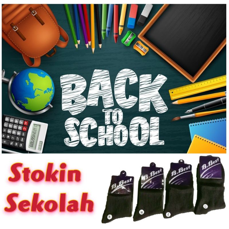 Black Sock School Cotton Stoking Hitam Sekolah Stokin Sekolah Hitam