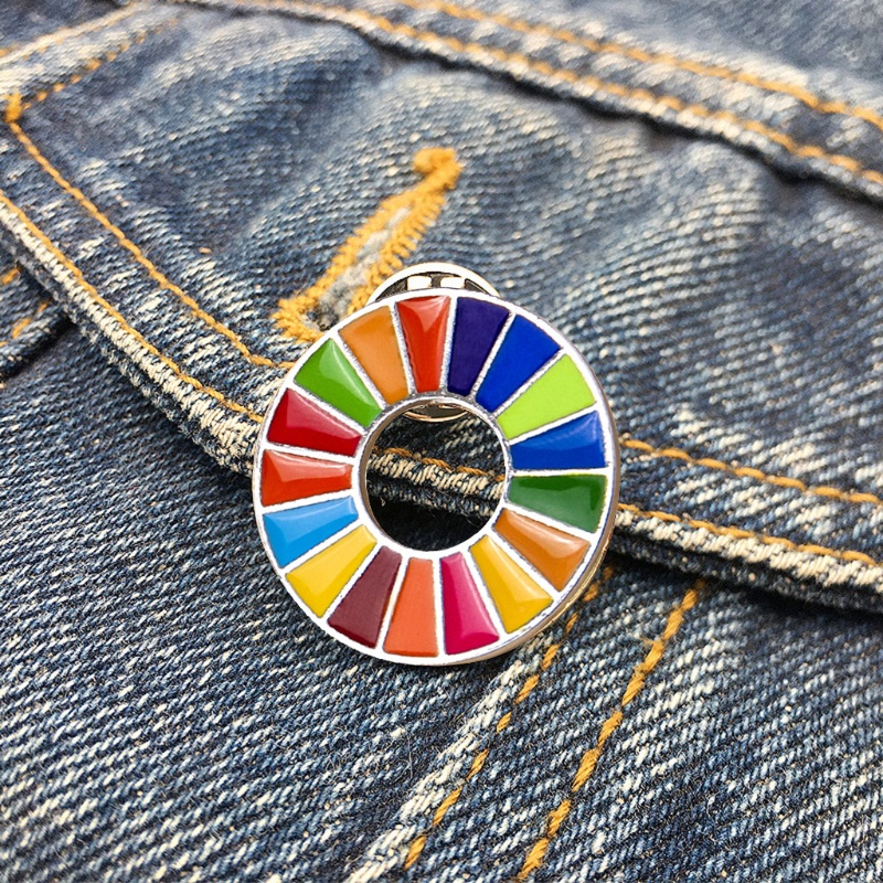 CH Exquisite United Nations SDGs Rainbow Pin Banquet Scarf Lapel Pin The Sustainable Development Goals Brooch for Bag De