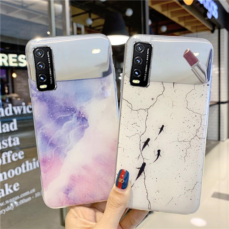 Ready Stock For Vivo Y New Handphone Case Fashion Back Cover Marble Plating Makeup Mirror Casing Shopee Malaysia
