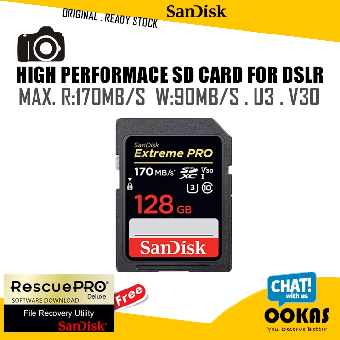 SanDisk Extreme Pro SD Memory Card For DSLR Camera 256GB/128GB/64GB